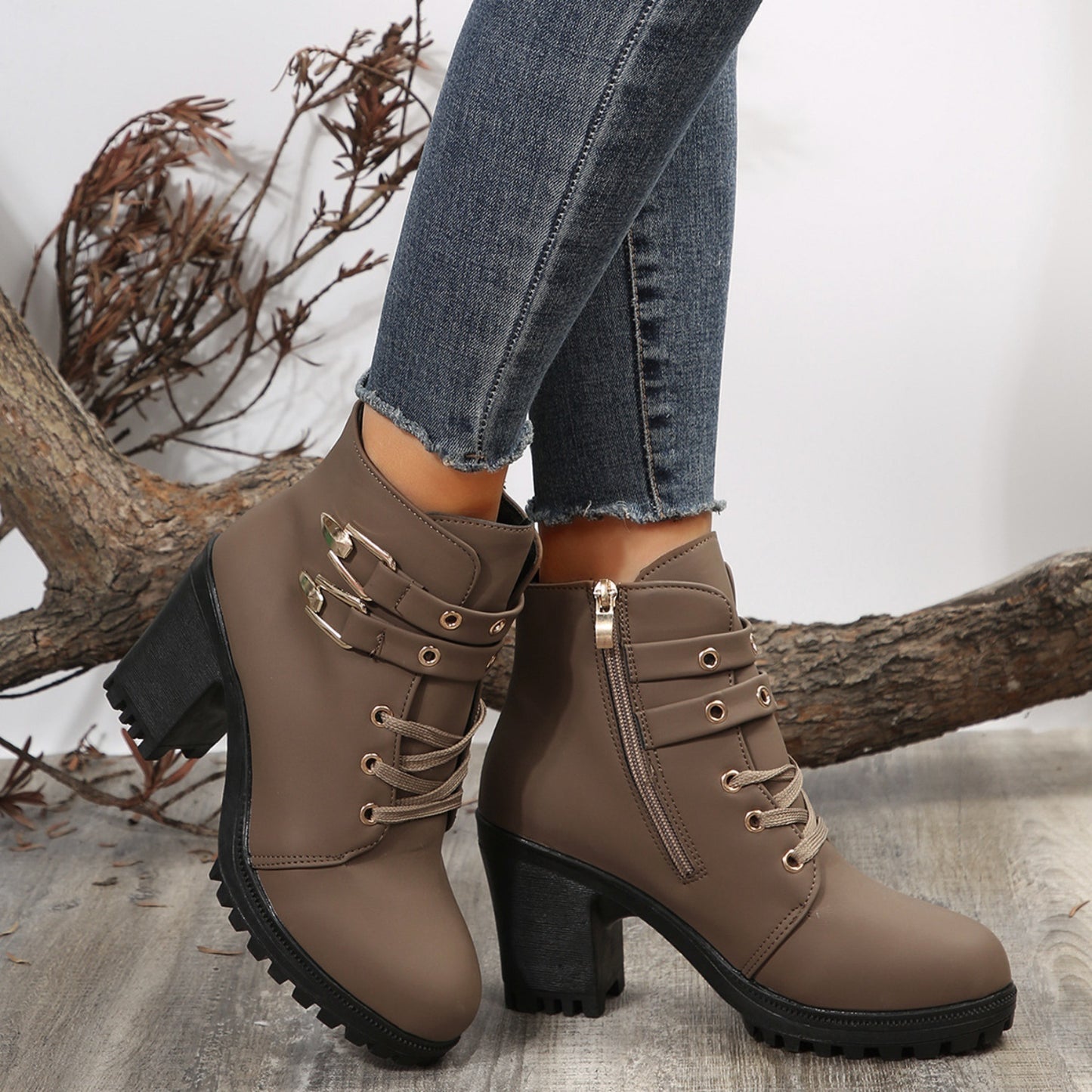 Leather Buckle Boots - The Lakeside Boutique