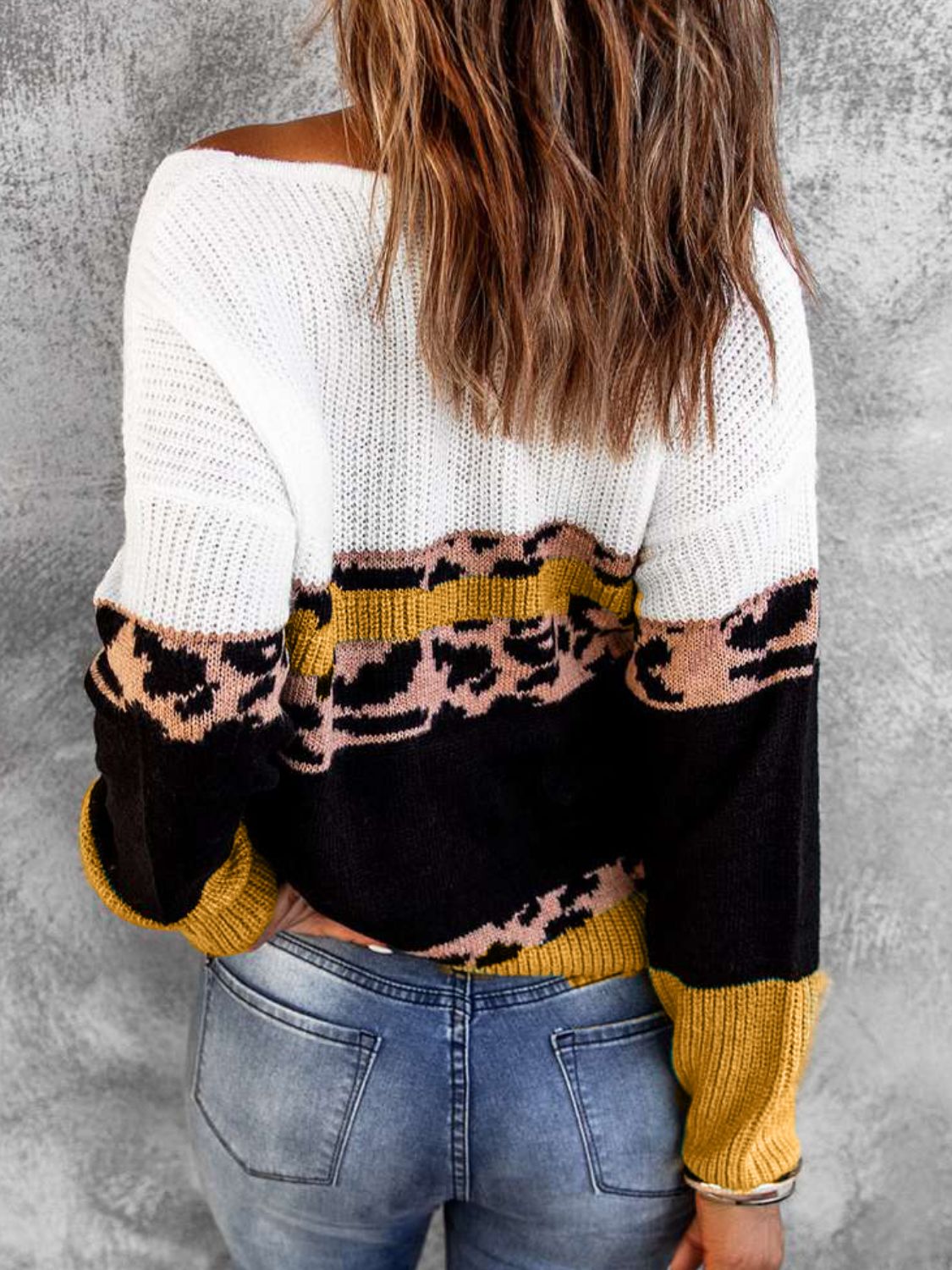 Leopard V-Neck Rib-Knit Sweater - The Lakeside Boutique