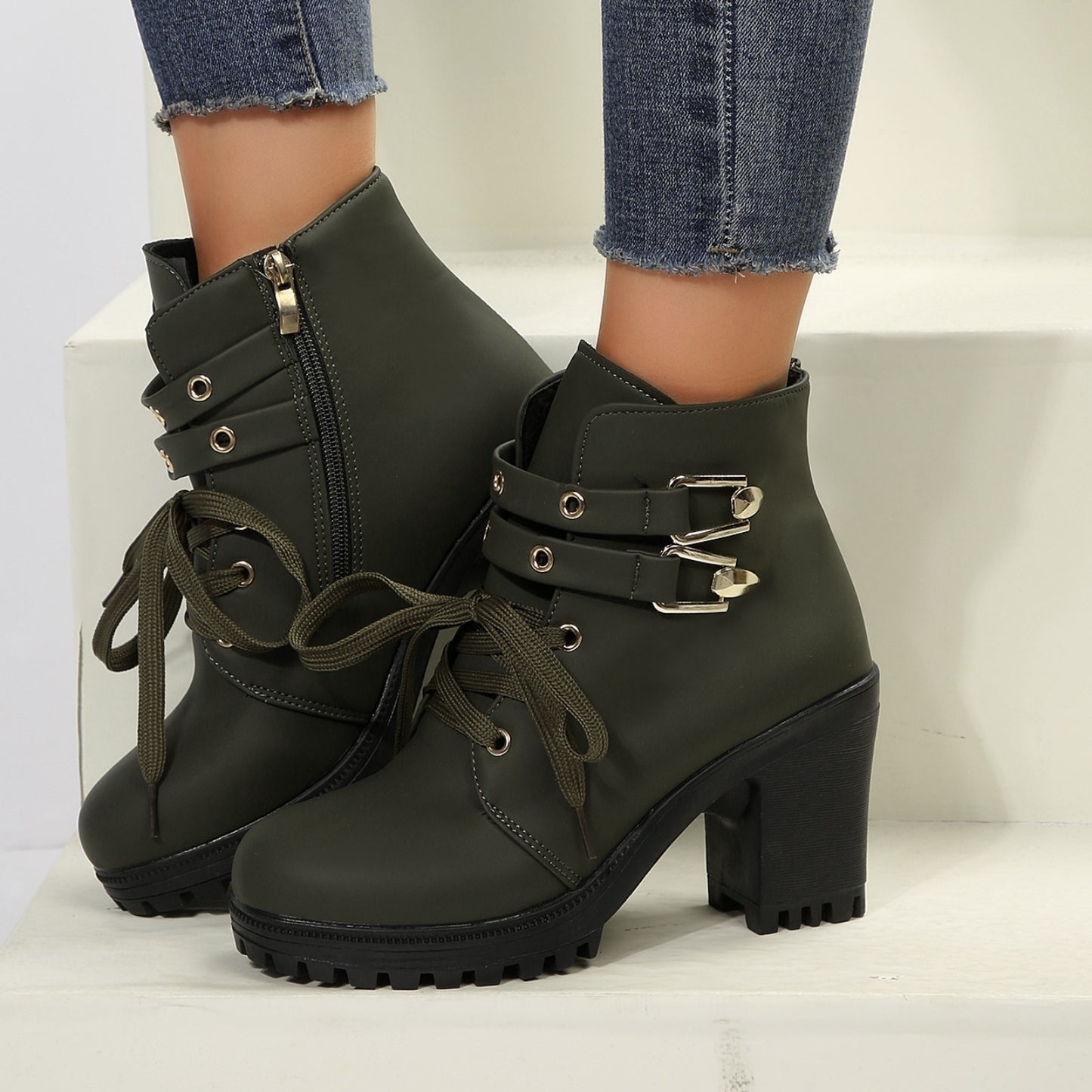 Leather Buckle Boots - The Lakeside Boutique