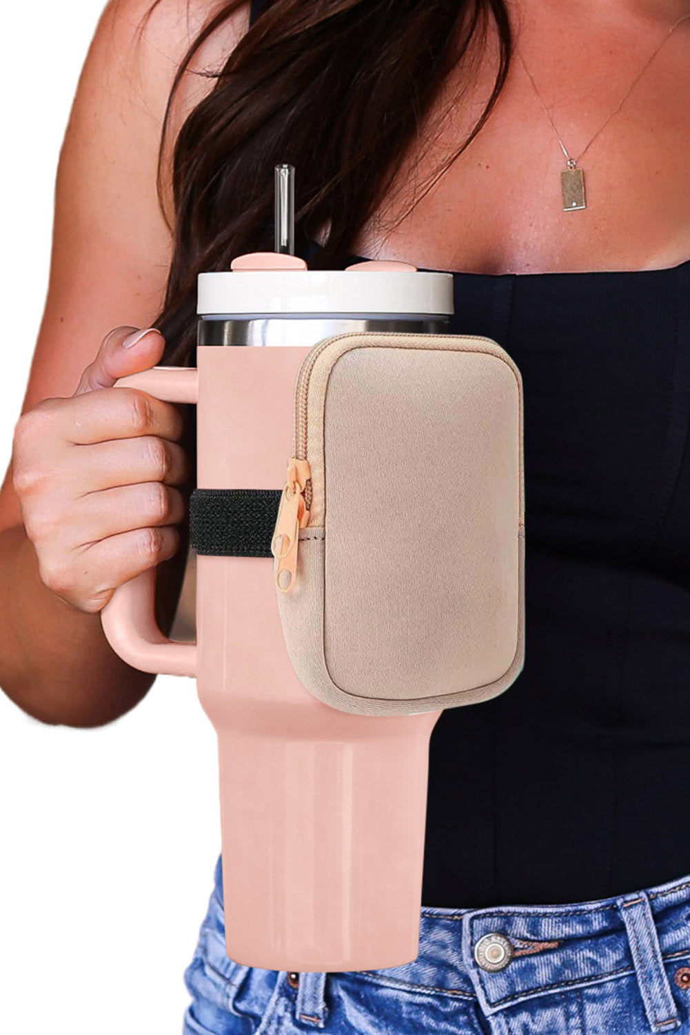 Pink Stainless Steel Double Insulated Straw Tumbler Mug with Bag 40oz - The Lakeside Boutique