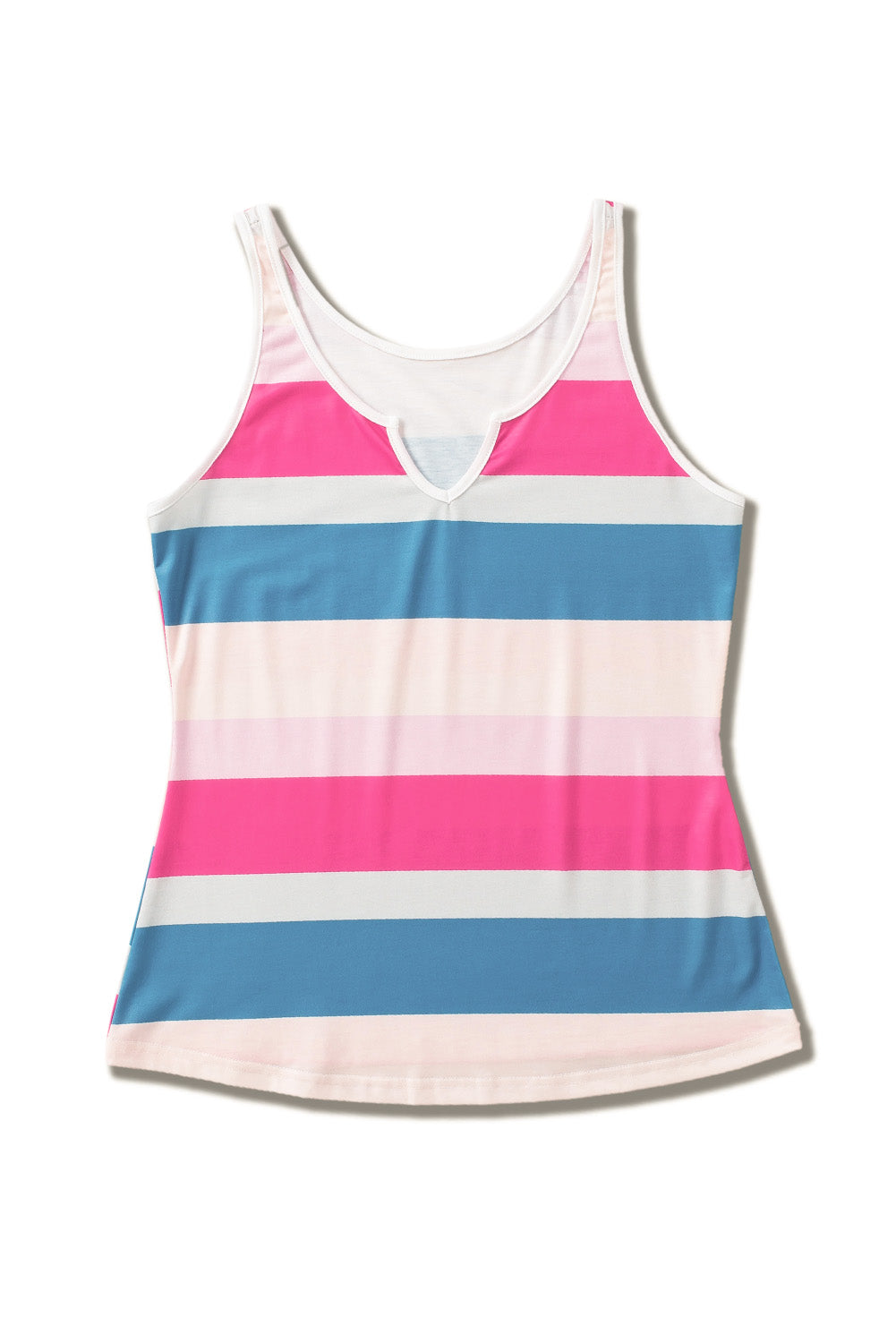 Multicolor Striped Color Block Notched Neck Tank Top - The Lakeside Boutique