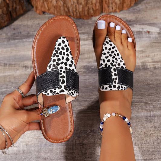 Animal Print Open Toe Sandals - The Lakeside Boutique