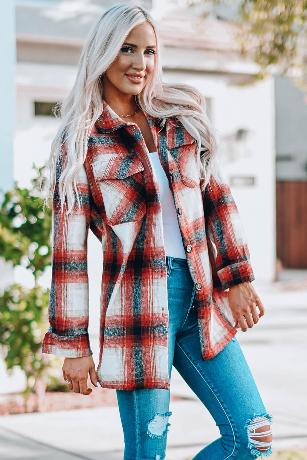 Fall in Love Shirt Jacket with Pockets - The Lakeside Boutique
