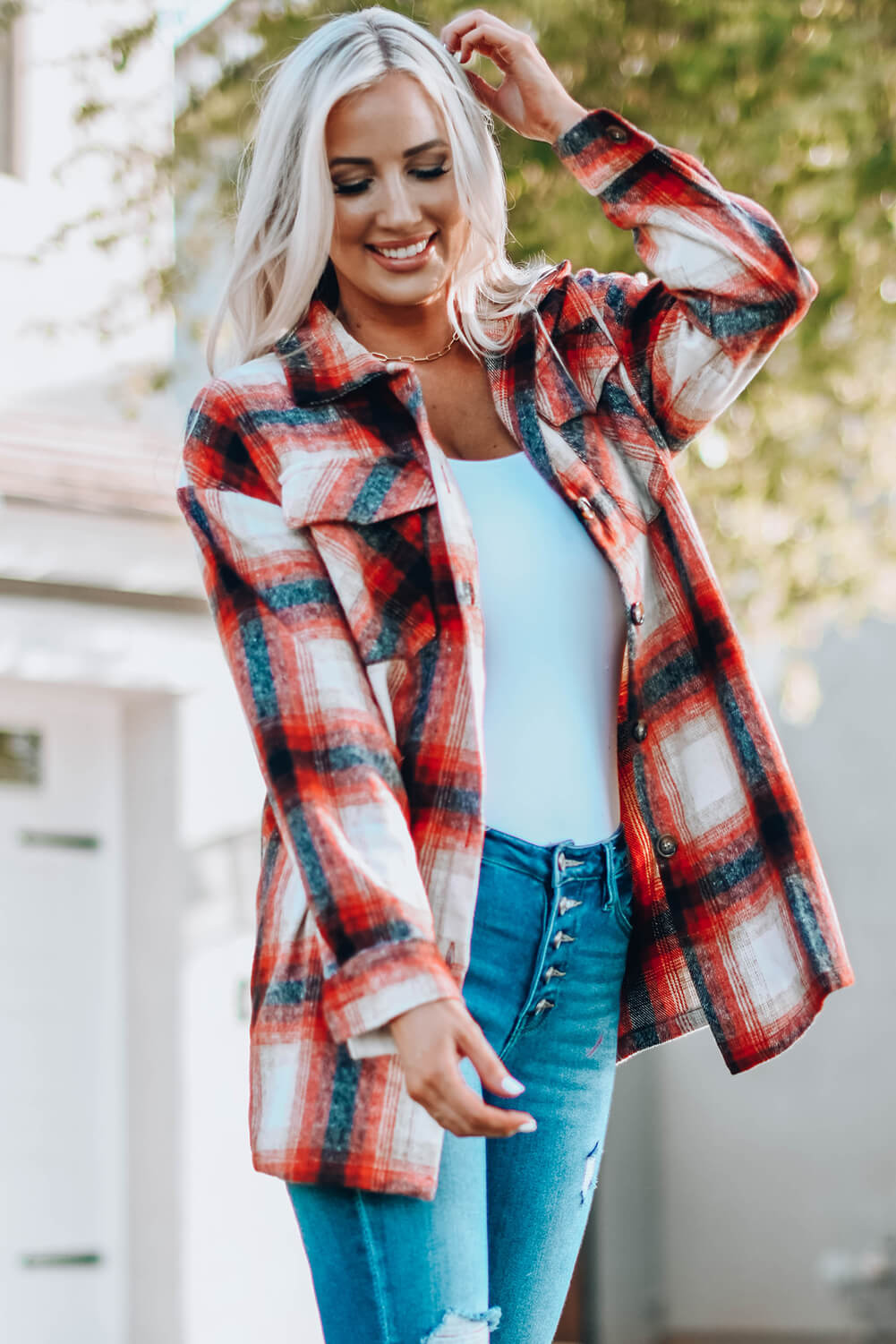 Fall in Love Shirt Jacket with Pockets - The Lakeside Boutique