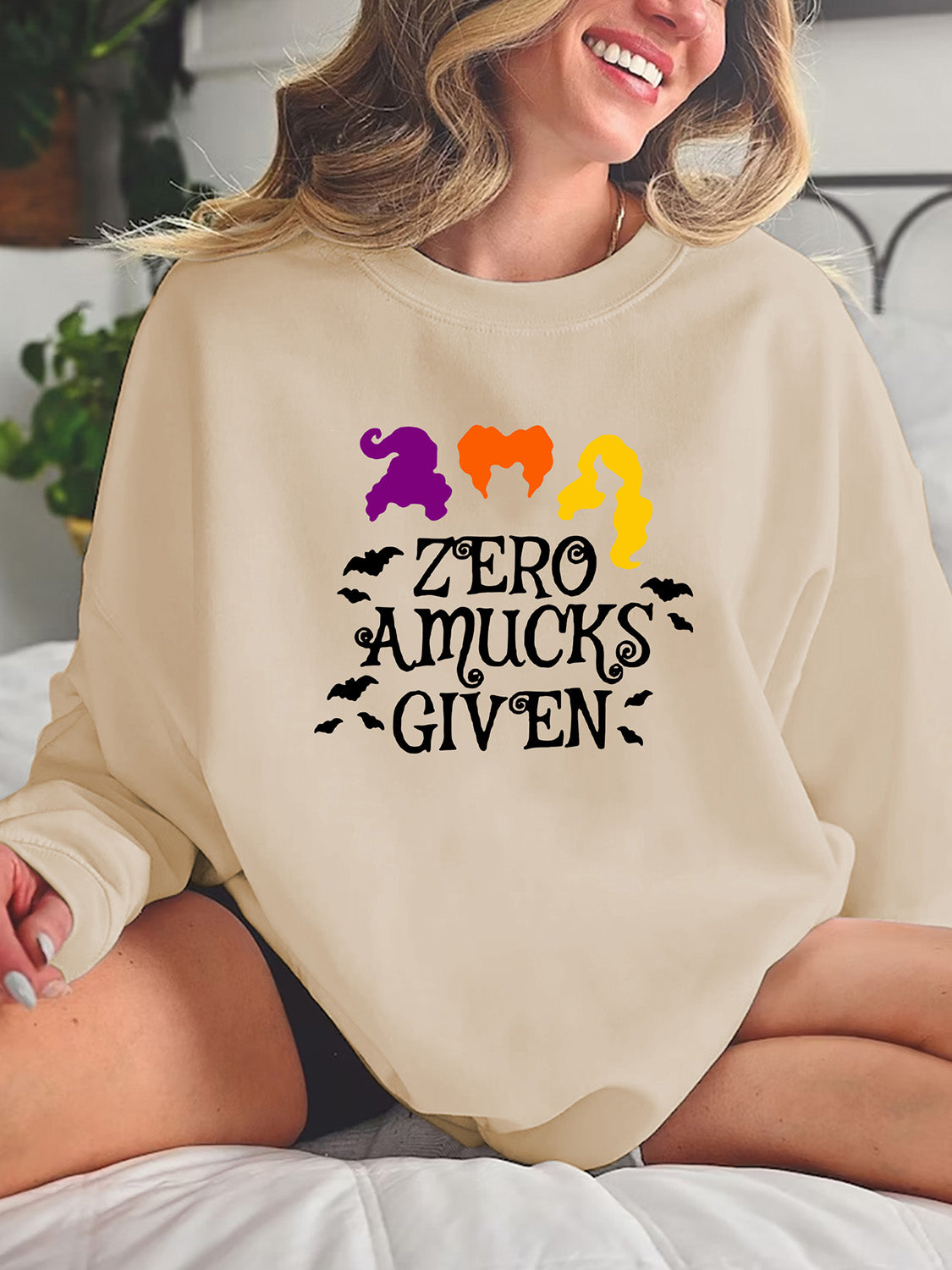 Long Sleeve ZERO AMUCKS GIVEN Graphic Sweatshirt - The Lakeside Boutique