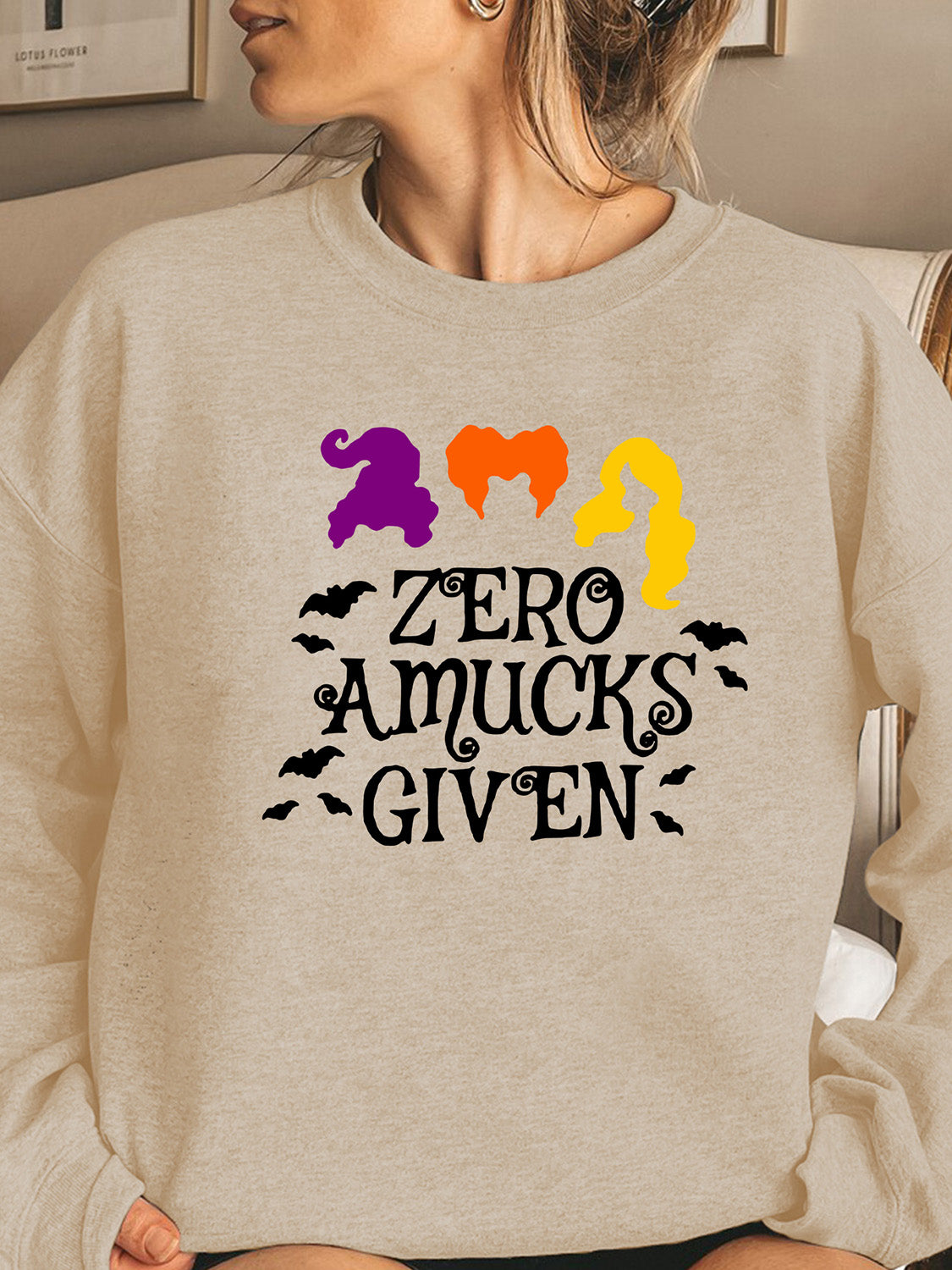 Long Sleeve ZERO AMUCKS GIVEN Graphic Sweatshirt - The Lakeside Boutique