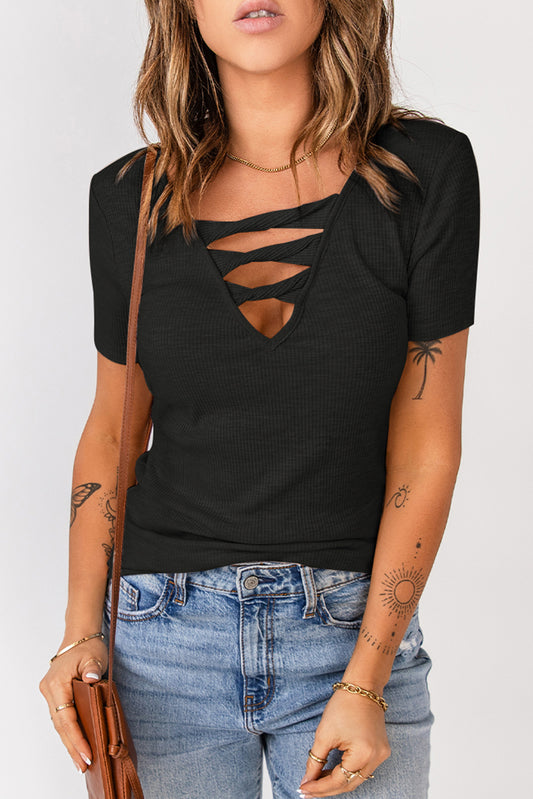 Strappy T-Shirt - The Lakeside Boutique