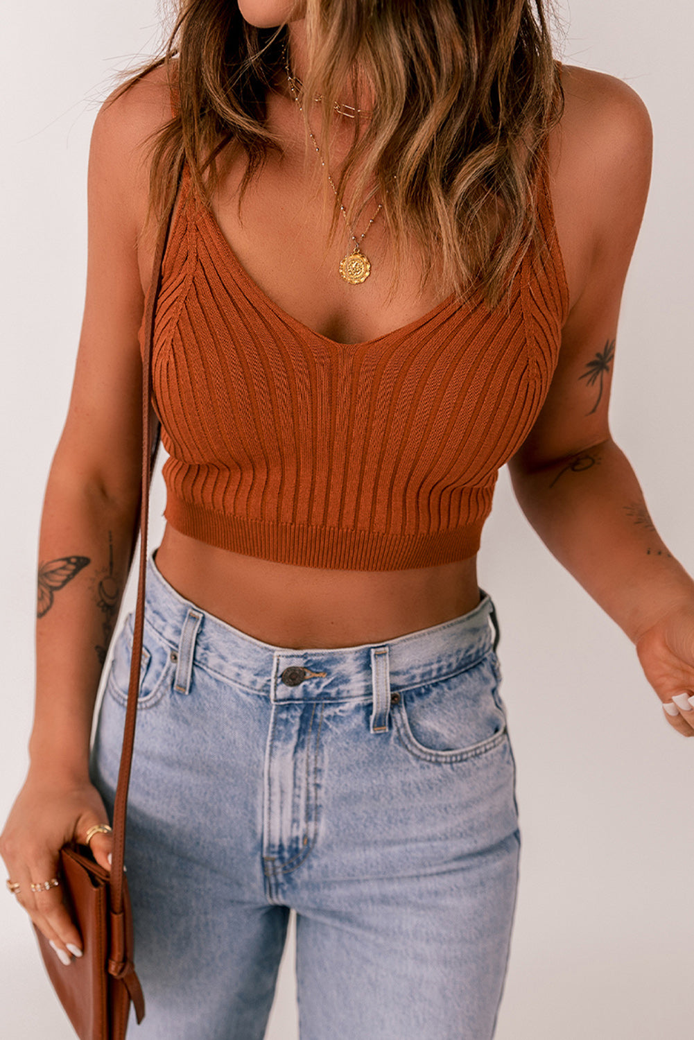 Ribbed Scoop Neck Cropped Knit Cami - The Lakeside Boutique