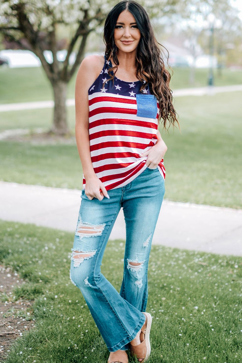 US Flag Racerback Top - The Lakeside Boutique
