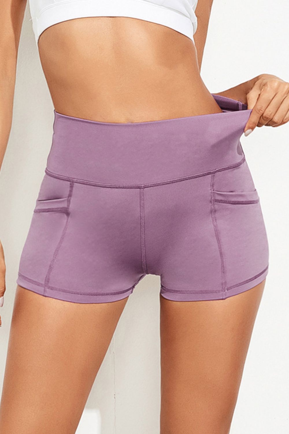 Exposed Seam High Waist Yoga Shorts - The Lakeside Boutique